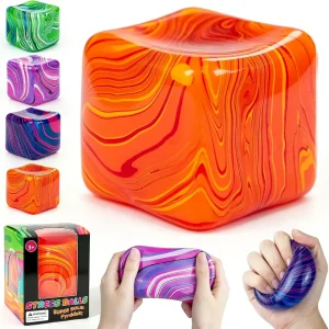 Premium Fidget Toys. Stress Cube.1.97 inch Swirl Stress Cube Squishy Toys. Swirl Cubes Squishies for for Anxiety Stress Relief & Easter Basket Suffers Classroom Prizes (Orange) : Toys & Games
