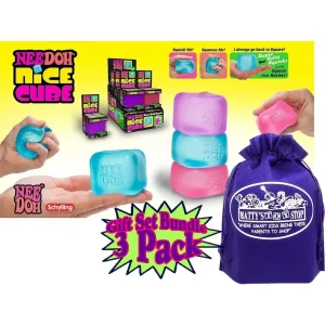Alternative view of Premium Nice Cube Translucent NeeDoh – 3 Pack (Purple/Pink/Blue)